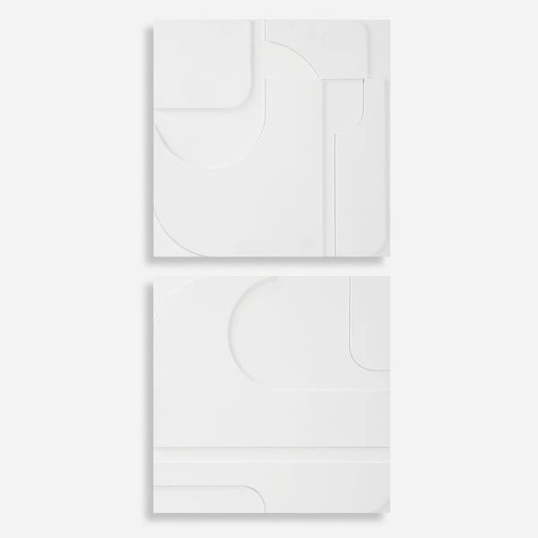 slide 2 of 6, Uttermost 04373 Contours 24" x 24" Wall Abstract Decorative Panels - White