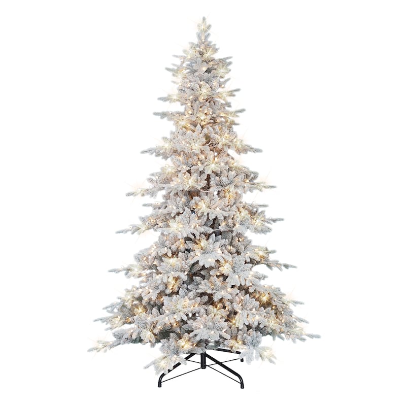 Puleo International 9 ft. Pre-lit Flocked Utah Fir Artificial Christmas Tree