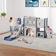 preview thumbnail 10 of 15, 8 in 1 Toddler Slide, Indoor/Outdoor Playset & Slide, Kids Slide for Toddlers Age 1-3, Baby Slide with Basketball Hoop - N/A Blue