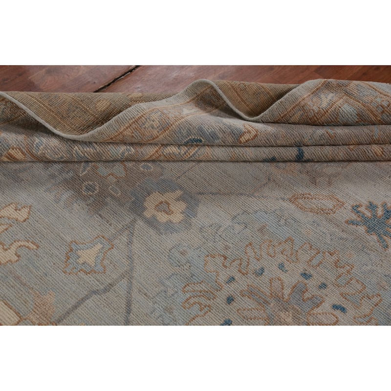 Hand Knotted Oriental 100% Wool Carpet Transitional All-Over Greys & Charcoal Oushak Area Rug - 9' 9'' X 8' 3''