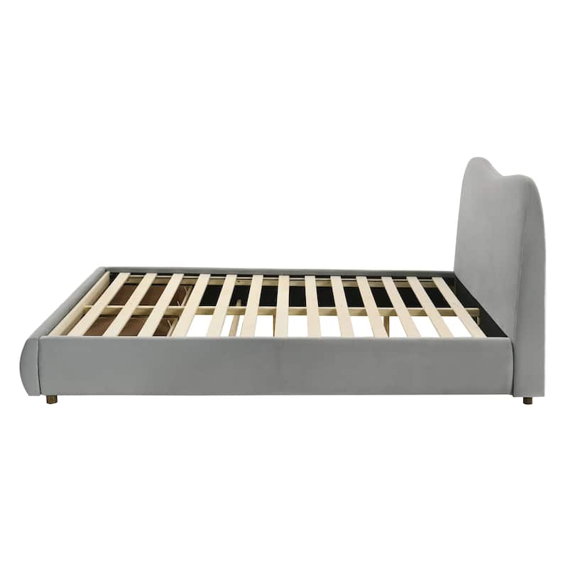 Furniture of America Niric Modern Fabric Upholstered Platform Bed with Storage Footboard