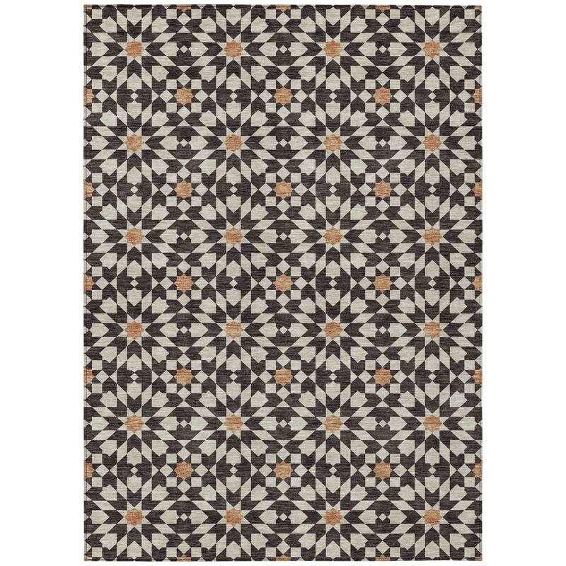HomeRoots Floral Medallion Transitional Rectangle Outdoor Rug
