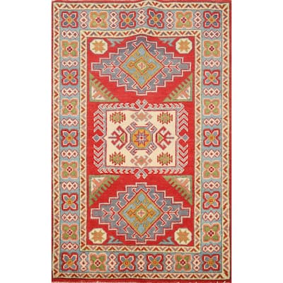 Geometric Kazak Foyer Rug Handmade Nursery Wool Carpet - 2'9"x 4'0"