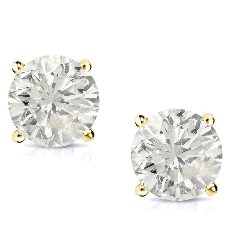 Auriya 14k Gold 1/2ctw Diamond Stud Earrings Clarity-enhanced (E-F, G-H, H-I or J-K , SI1-SI2, I1-I2 or I2-I3) - E-F, SI1-SI2 - Yellow