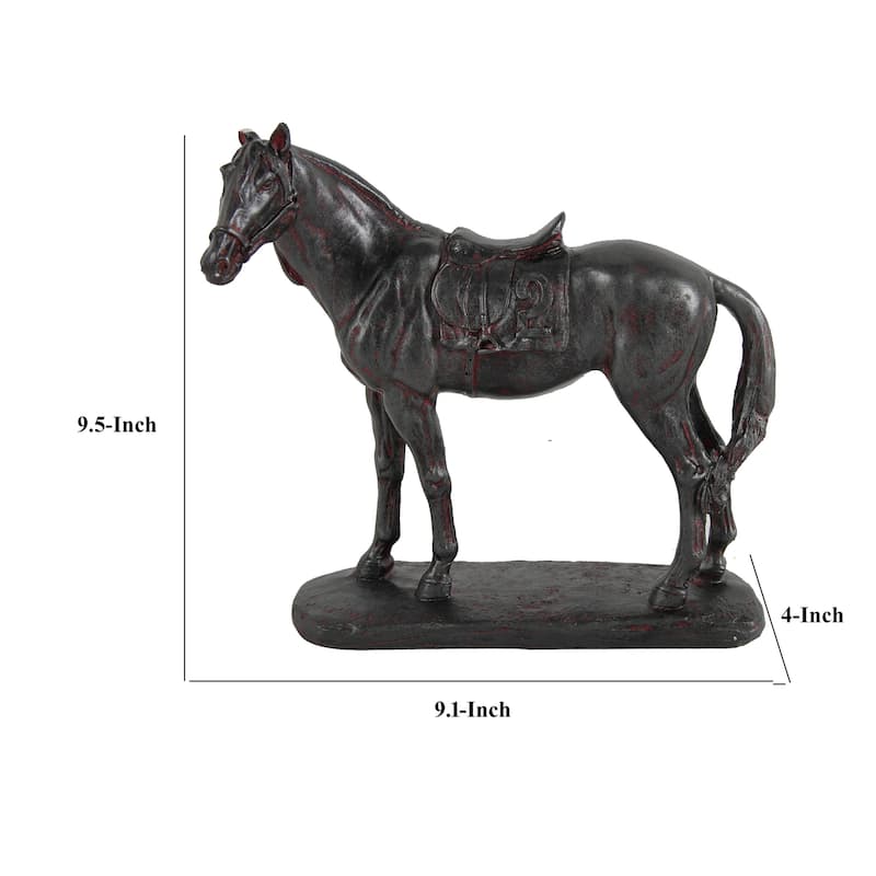 Don 10 Inch Horse Figurine Sculpture, Handmade Table Accent Brown Polyresin