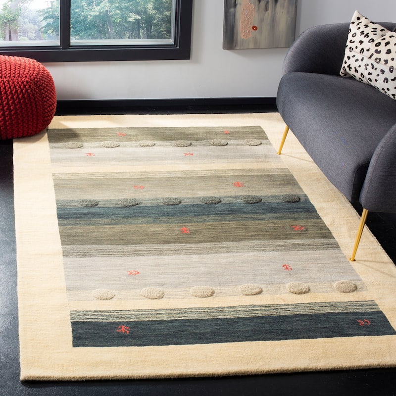 SAFAVIEH Handmade Himalaya Mosaic Modern Wool Rug - 3' x 5' - Cream/Blue
