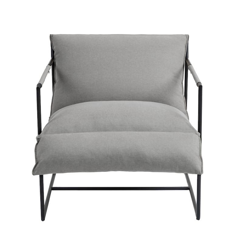 Mid-century Metal Sling Armchair with Lengthen Upholstered Set of 2
