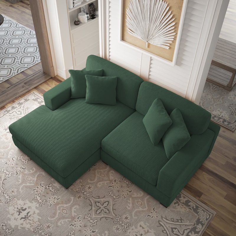 Corduroy Modular Couch Sectional Chaise Lounge Sofa