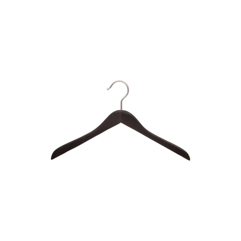 Concave Espresso Wooden Coat Hanger17" Length x 5/8" Thick, Satin Chrome Hook Box of 12