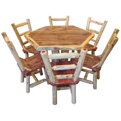 Red Cedar Log - Hexagon Table Set