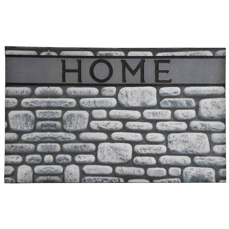 Outdoor Front Door Mat 30x18 Inch Rubber Rug with 'Home' Design
