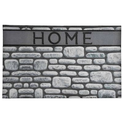 Outdoor Front Door Mat 30x18 Inch Rubber Rug with 'Home' Design