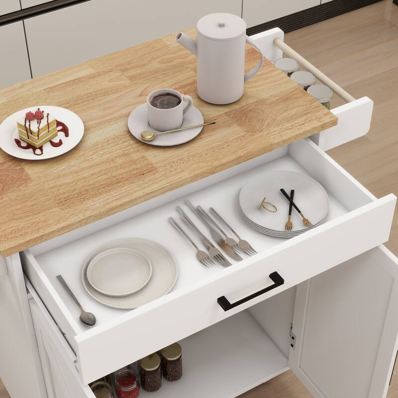 Kitchen island rolling trolley cart with Adjustable Shelves