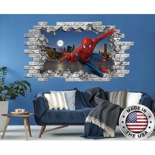 45*50cm 3d Hole Spiderman Wall Stickers For Kids Rooms Boys Gifts Wall Decals 