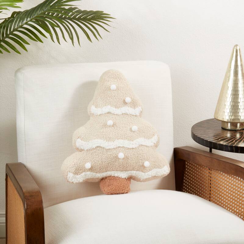 Festive Fir Christmas Tree Poly Filled Throw Pillow