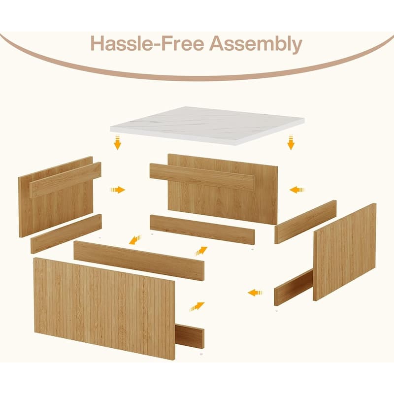 31.5" Square Coffee Table, Modern Wood Center Table Cocktail Furniture