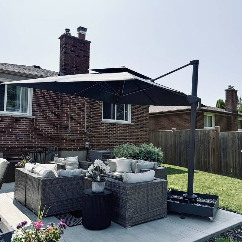 PURPLE LEAF 10 X 13 ft Large Patio Umbrella Hanging Double Top Rectangle Offset Umbrellawith Base