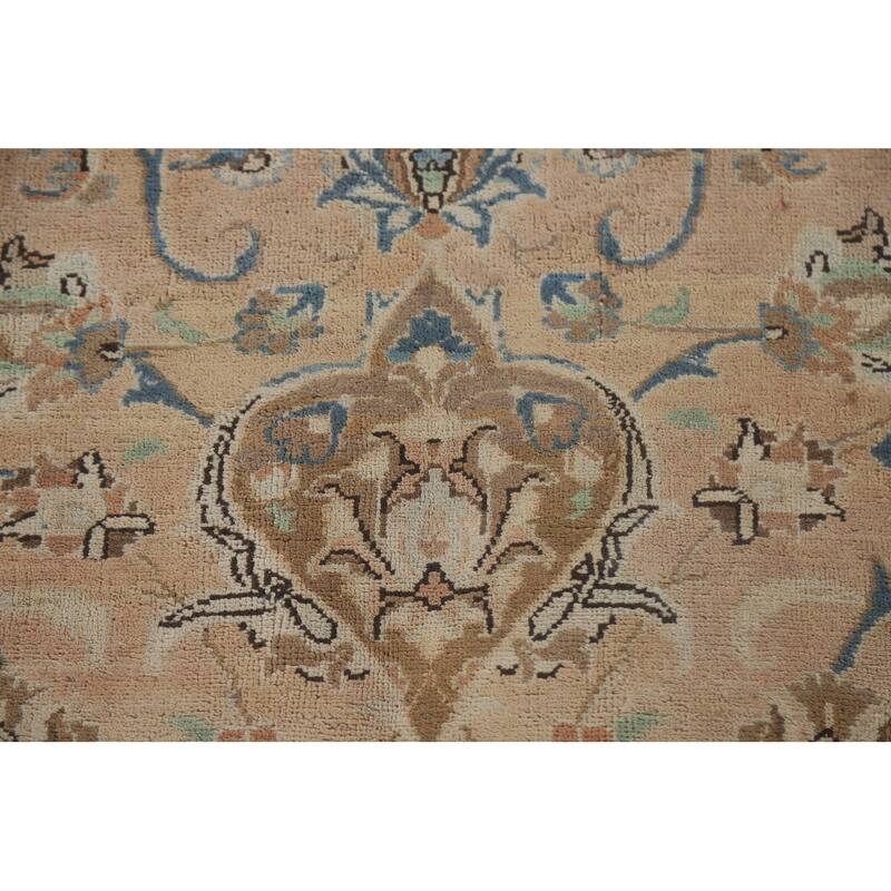 Hand Knotted Oriental 100% Wool Carpet Traditional Floral Peach Mashad Area Rug - 12' 5'' X 9' 4''