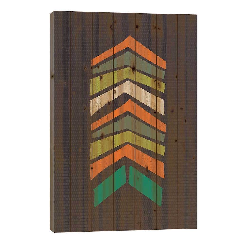 Mid Century Colors Retro Chevron Print Print On Wood by Nordic Print Studio - Multi-Color
