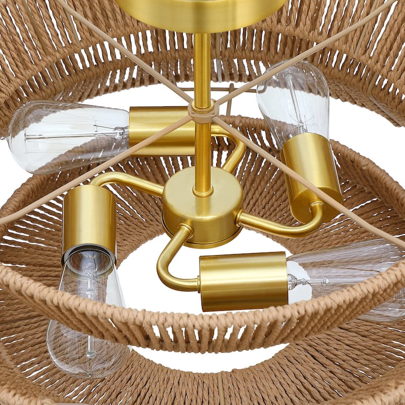 Silvia 4-Light Tiered Woven Rope Semi-Flush Mount Ceiling Light - 20'' W