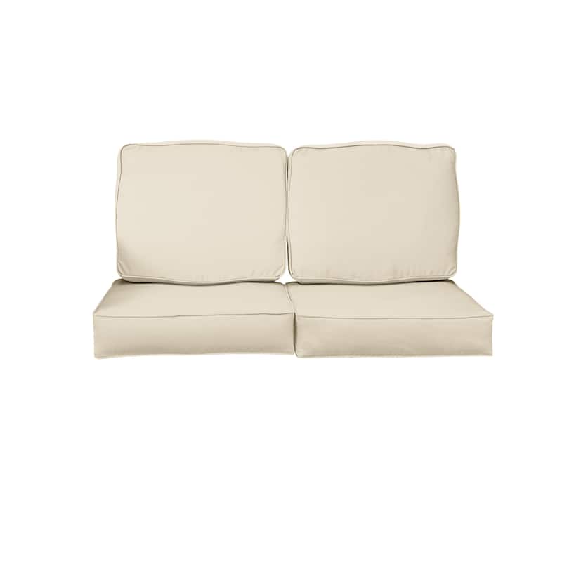 Sorra Home Sunbrella Outdoor Loveseat Cushion Set - 23.5 in W x 23 in D x 5 in H - Canvas Natural