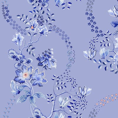 Cath Kidston Road Floral Dusky Blue Wallpaper