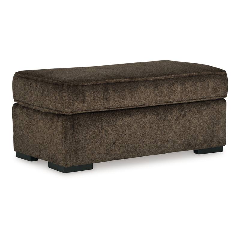 Ayle Ottoman with Low Profile Legs, Chocolate Brown Polyester 44 Inch