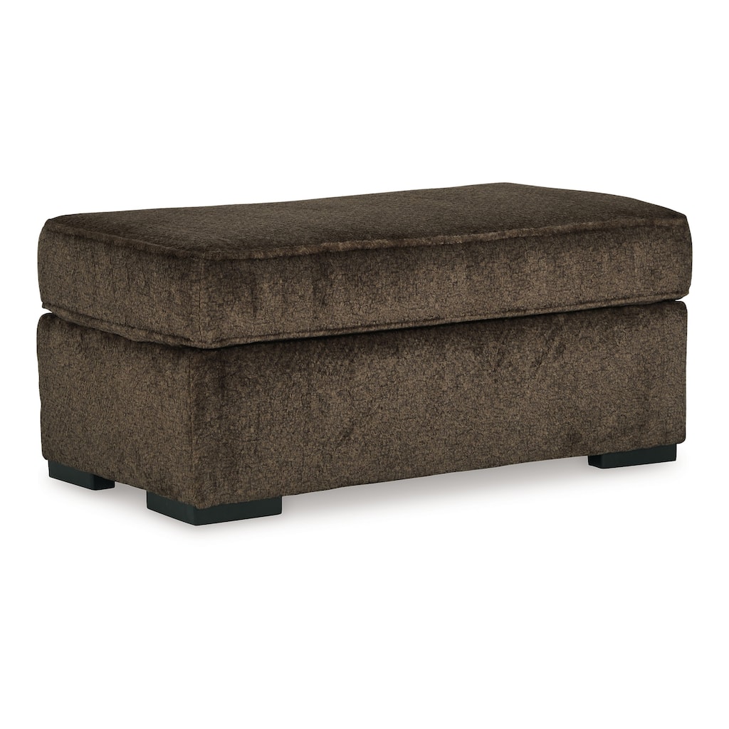 Ayle Ottoman with Low Profile Legs, Chocolate Brown Polyester 44 Inch