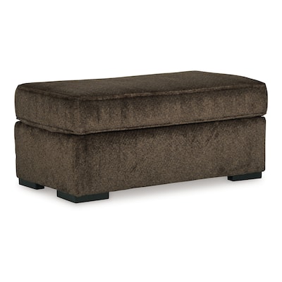 Ayle Ottoman with Low Profile Legs, Chocolate Brown Polyester 44 Inch