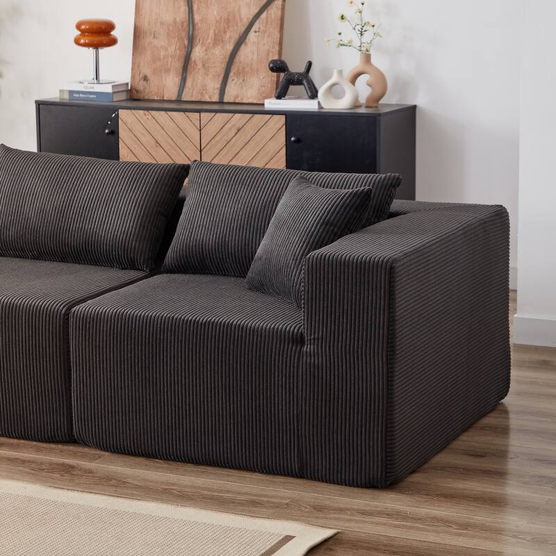 104" Corduroy Modular L-Shaped Sectional Sofa with 4-Piece Free Combination, Foam-Filled Cushions