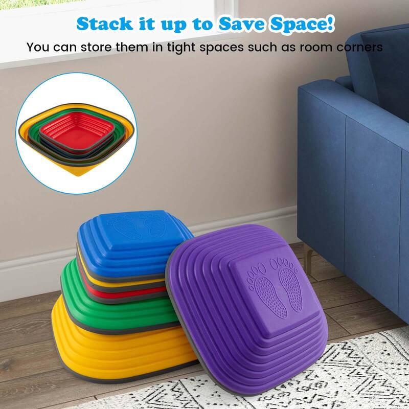 Costway 6 Pcs Kids Stepping Stone Square Balance Blocks for - See Details