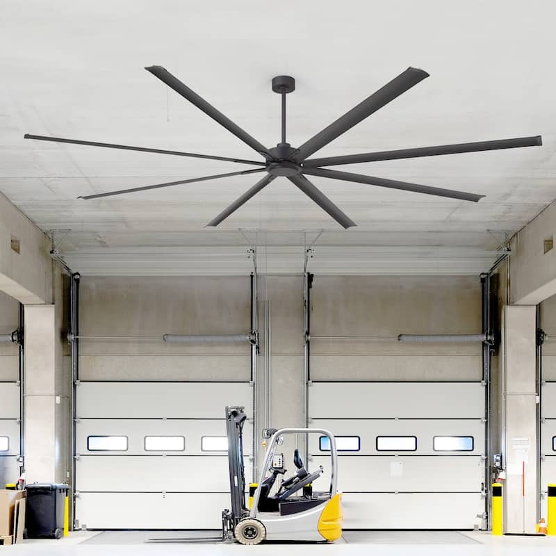 72"/84"/96"/120"/144" Extra Larger HVLS Commercial Ceiling Fan with Remote and Aluminum Blades - Matte Black-120 inches with 8 blades - Remote