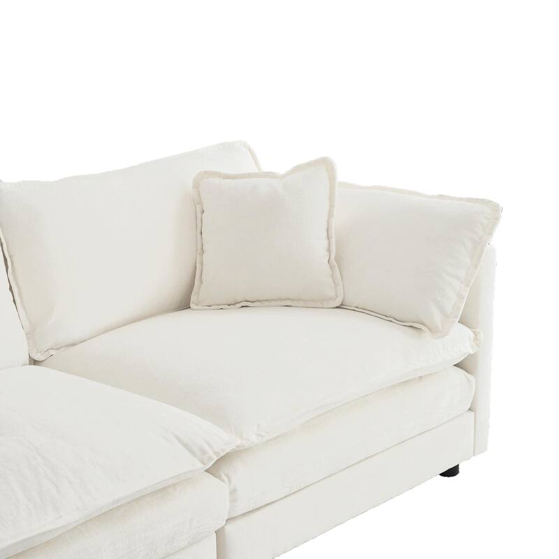 3-Piece Modular Chenille Upholstered L-Shaped Sectional Sofa with Ottoman