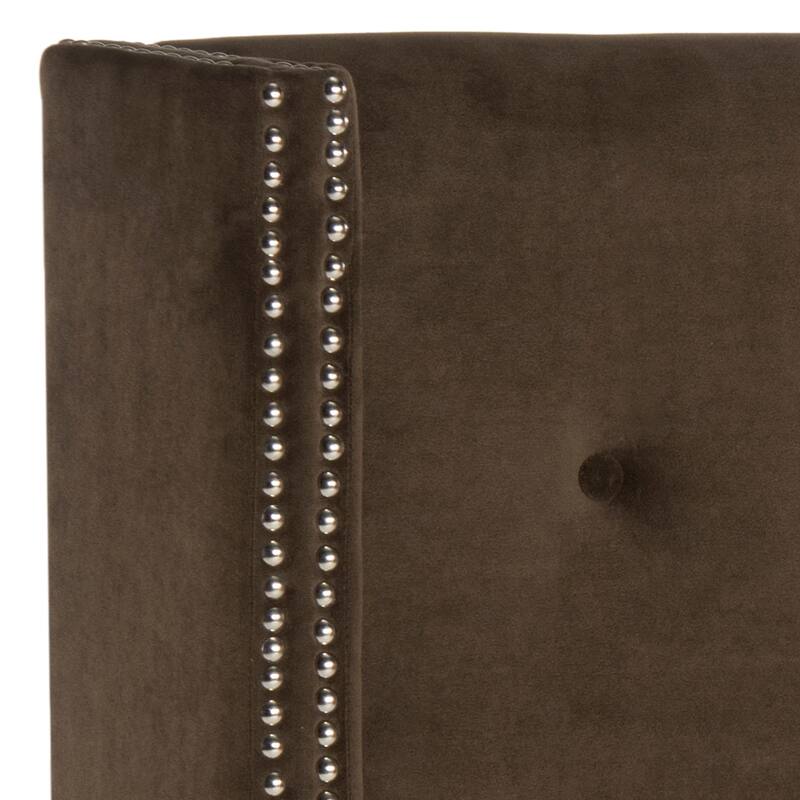 SAFAVIEH Rengin Taupe Upholstered Tufted Wingback Headboard (Twin)