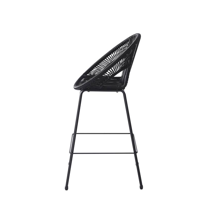 Ferrara Outdoor Patio Teal Faux Wicker Barstool (Excluding the table)