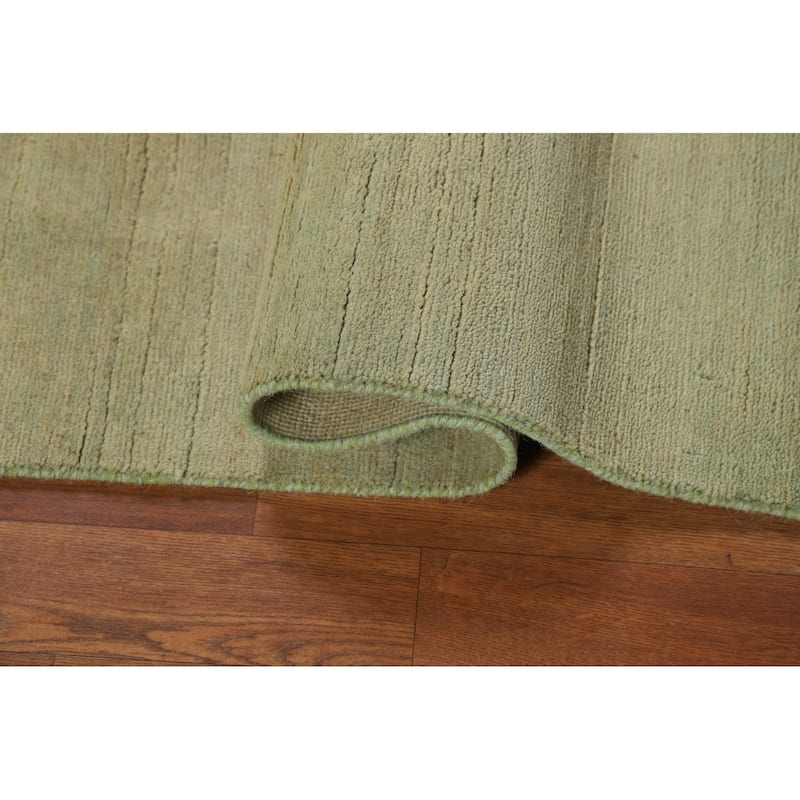 Gabbeh Modern Foyer Rug Handmade Green Accent Wool Carpet - 2'8"x 4'1"