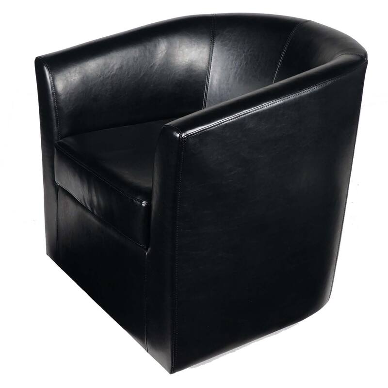 Roomfitters Modern Swivel Club Chair, Faux Leather Accent Armchair with Curved Back and Cushioned Seat for Living Spaces