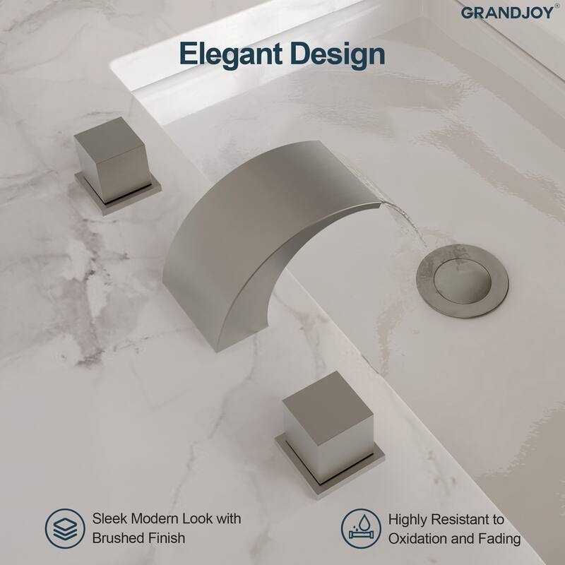 GRANDJOY Low Arc Waterfall Widespread Bathroom Sink Faucet