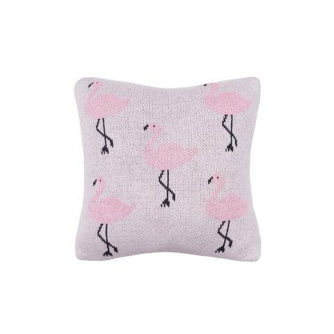 10" x 10" Flamingo Knitted Throw Pillow - Pink