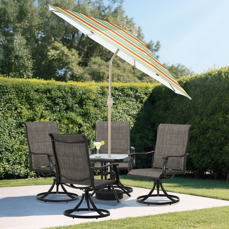 Aoodor 9FT Outdoor Patio Market Umbrella with Push Button Tilt and Crank