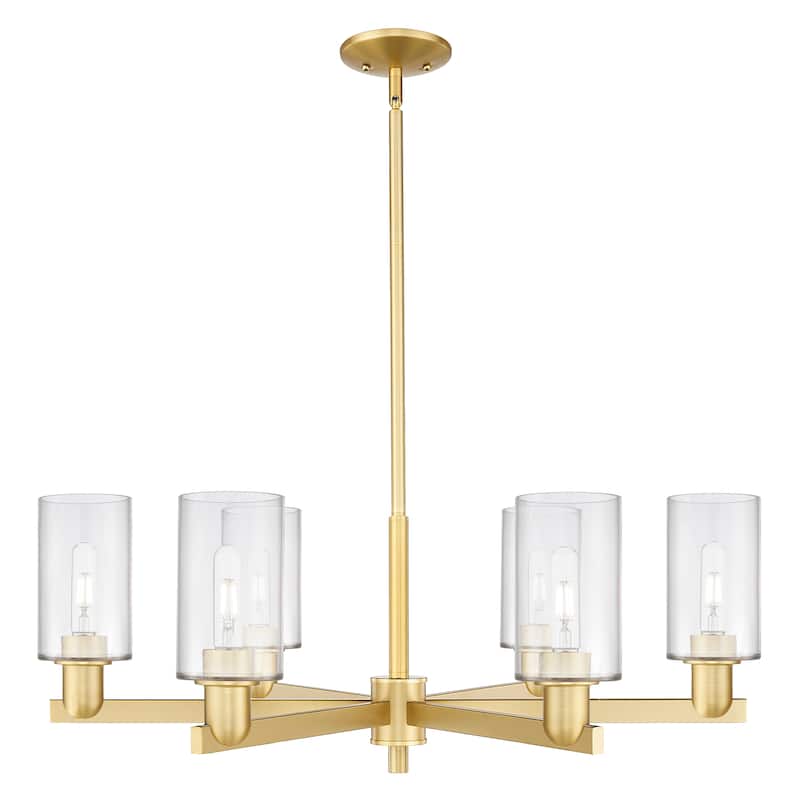 Innovations Lighting Endless Possibilities Arcadia - Clymer - 6 Light 34" Stem Hung Chandelier - Clear/Satin Gold