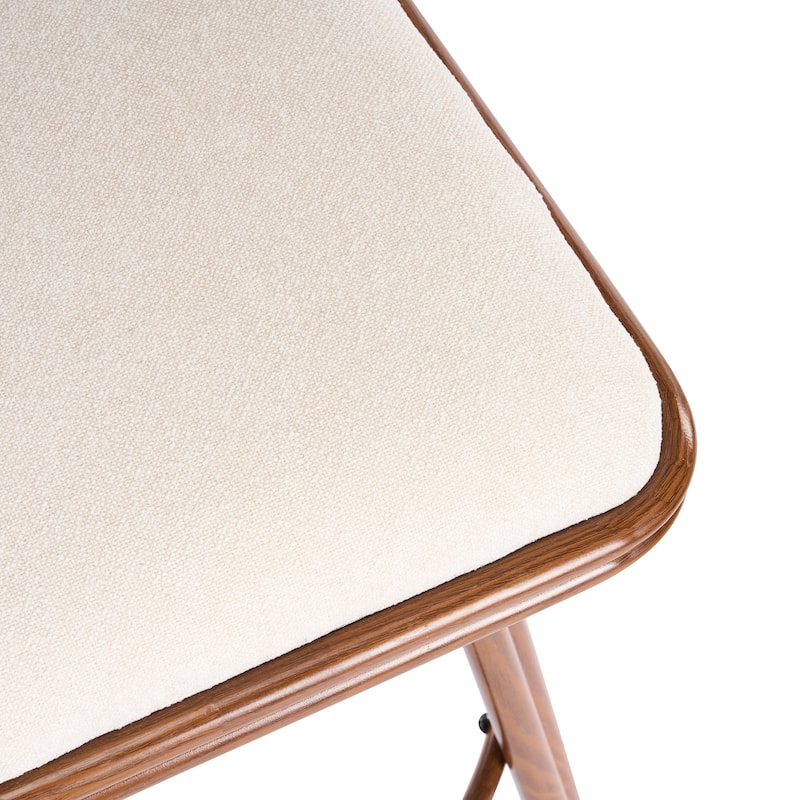 Sibyl Indoor Upholstered Swivel Bar Stool with Metal Frame, Walnut Finish and Beige Upholstery, Set of 2