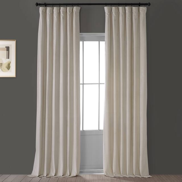 Exclusive Fabrics Heritage Plush Velvet Single Curtain Panel - 50 X 108 - Light Beige