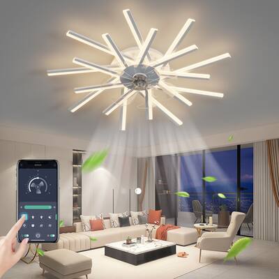 36In Ceiling Fan with Lights Remote Control Dimmable LED Fan Light
