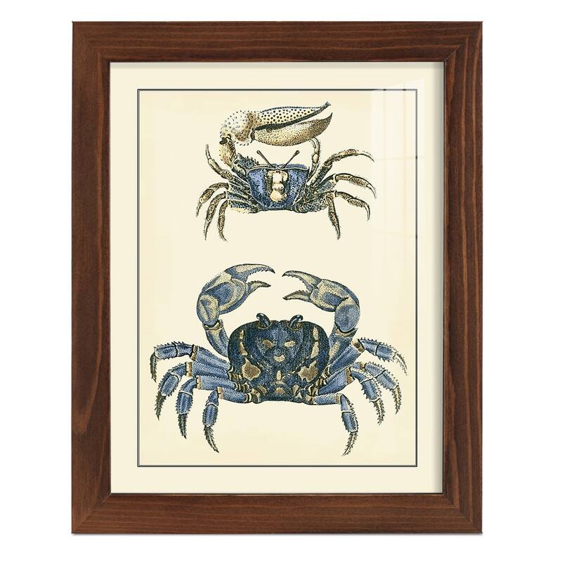 Antique Blue Crabs II -Framed Print w/glass-Cherry Red
