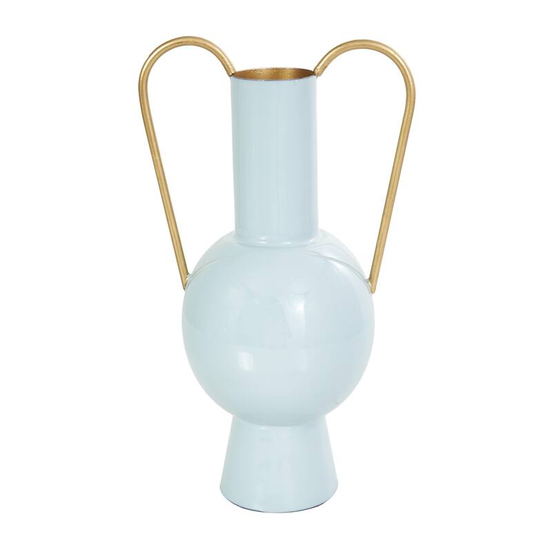 Metal Abstract Enameled Decorative Vase with Varying Shapes - Set of 3 Light Blue or Cream - CosmoLiving by Cosmopolitan