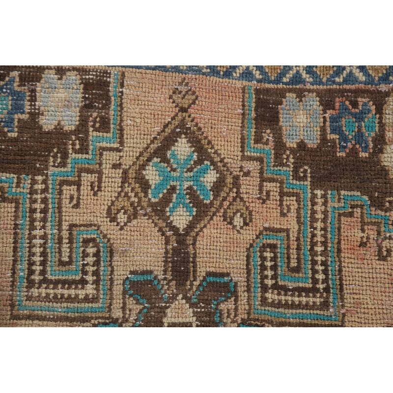 Hamedan Persian Antique Runner Rug Handmade Wool Carpet - 3'6" x 9'7"