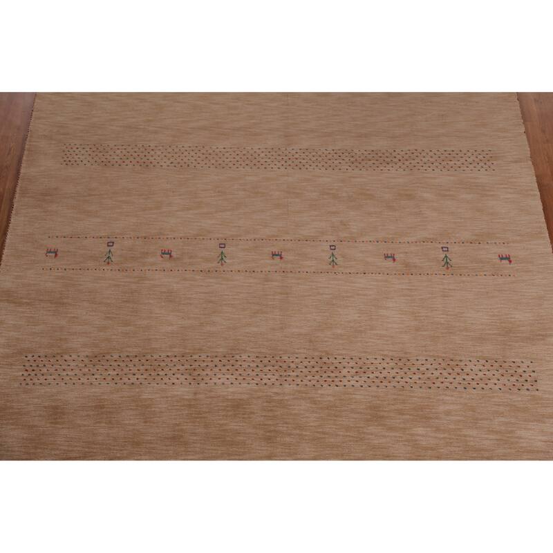Hand Knotted Oriental 100% Wool Carpet Tribal Tribal Brown Gabbeh Area Rug - 9' 9'' X 8' 2''