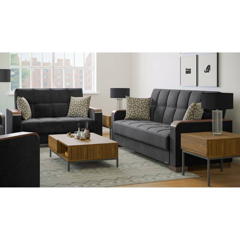 Collection Upholstered Convertible Loveseat With Storage