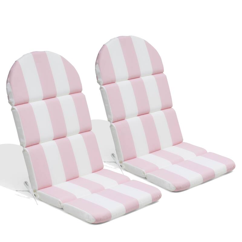 Outdoor Adirondack Chairs Cushion with Sunbrela Fabric - 2PC - Pink&White